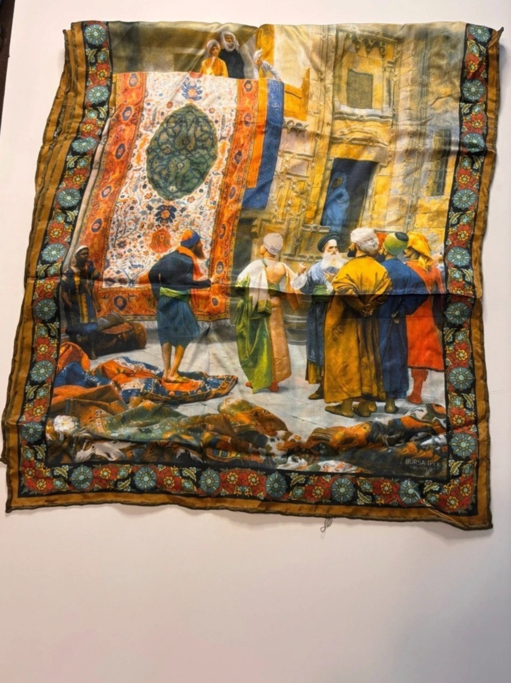Bursa İpek Silk Scarf Gold & Multi